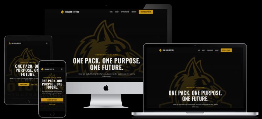 Cullman Coyotes website loaded on multiple devices.