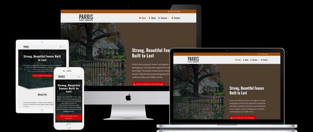 Parris Fence Company website shown on desktop and mobile